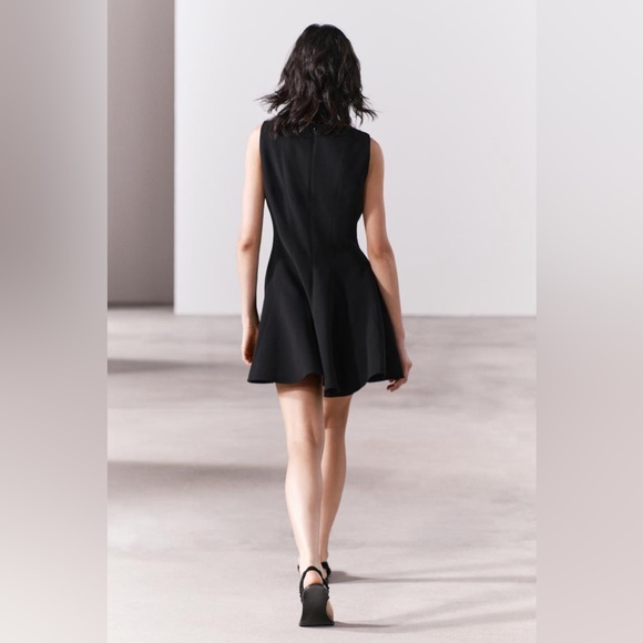 ZARA ZW Collection Black Skater Dress Flounce Hem LBD 4043/041 Size XS $149 - Picture 2 of 16
